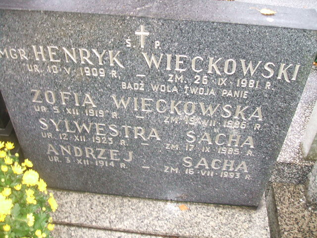 Sylwestra Julia Sacha 1923 Warszawa Ewangelicko-Reformowany - Grobonet - Wyszukiwarka osób pochowanych